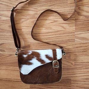 Genuine Handmade Cowhide Leather Flip Top Crossbody Bag